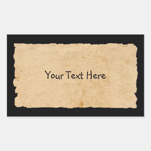 Sticker Rectangulaire Vieux papier en noir (Devant)