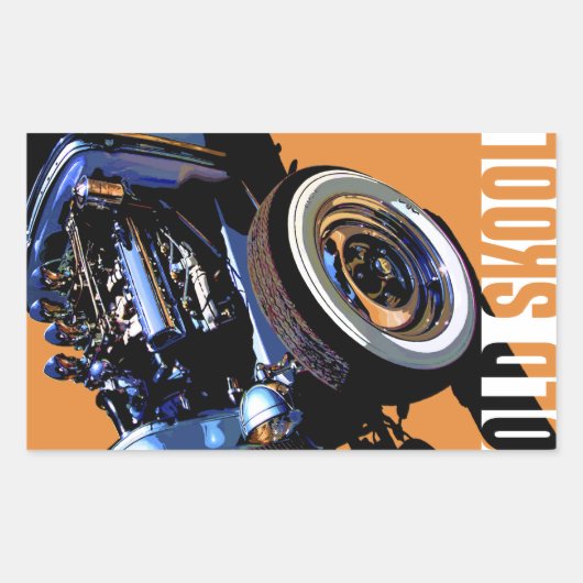 Sticker Rectangulaire Vieux Skool Rod chaud (Devant)