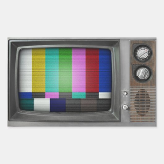 Sticker Rectangulaire Vieux TV (Devant)