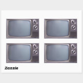 Sticker Rectangulaire Vieux TV (Feuille)