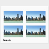 Sticker Rectangulaire View of Chicago skyline by Lake Michigan (Feuille)