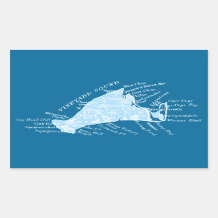 Sticker Rectangulaire Vignoble vintage de Martha, bleu clair + blanc