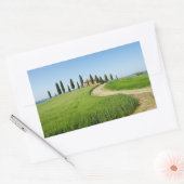 Sticker Rectangulaire Villa ferme avec cyprès en Toscane (Enveloppe)