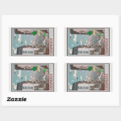 Sticker Rectangulaire Village de Chamonix (blanc) (Feuille)