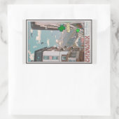 Sticker Rectangulaire Village de Chamonix (blanc) (Sac)