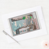 Sticker Rectangulaire Village de Chamonix (blanc) (Enveloppe)