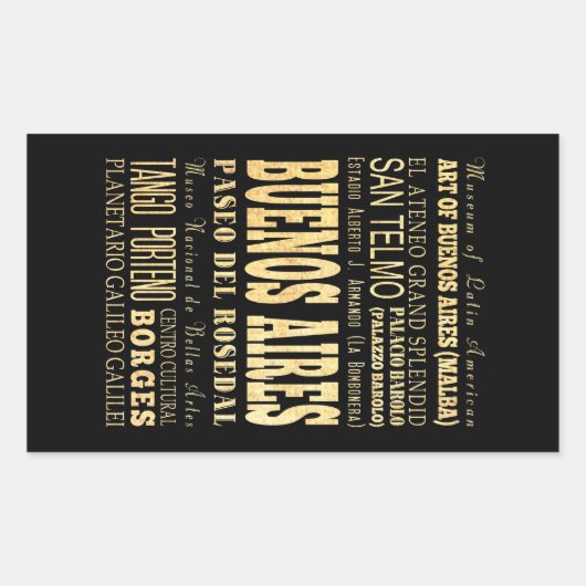 Sticker Rectangulaire Ville d'Argentine de Buenos Aires Typographie Art (Devant)