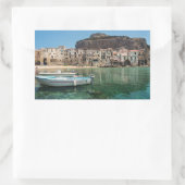 Sticker Rectangulaire Ville de Cefalu en Sicile (Sac)
