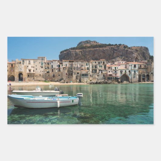 Sticker Rectangulaire Ville de Cefalu en Sicile (Devant)