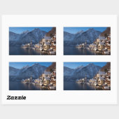 Sticker Rectangulaire Ville de Hallstatt dans la neige en hiver (Feuille)
