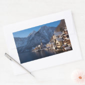 Sticker Rectangulaire Ville de Hallstatt dans la neige en hiver (Enveloppe)