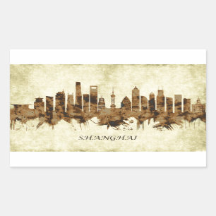 Sticker Rectangulaire Ville de Shanghai Chine