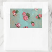 Sticker Rectangulaire Vinage Fleur Rose floral bleu rose nostalgique (Sac)