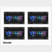Sticker Rectangulaire Vincent - Le nom Vincent dans les lumières 3D (Pho (Feuille)
