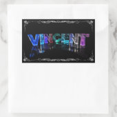 Sticker Rectangulaire Vincent - Le nom Vincent dans les lumières 3D (Pho (Sac)