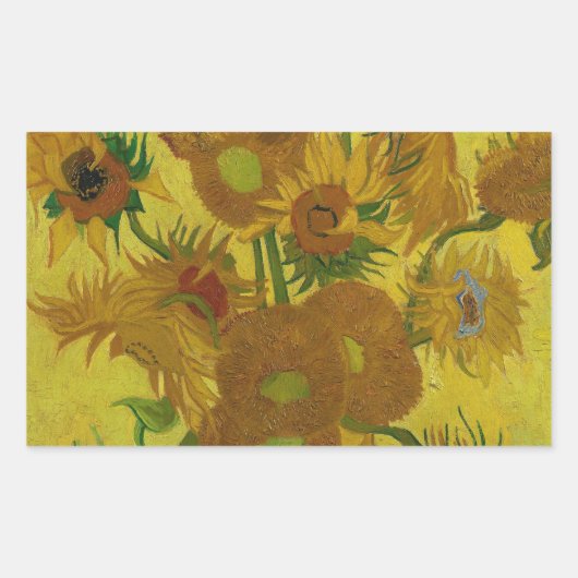 Sticker Rectangulaire Vincent Van Gogh 15 Peinture de tournesols (Devant)