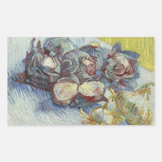 Sticker Rectangulaire Vincent van Gogh - Cabbages rouges et oignons (Devant)