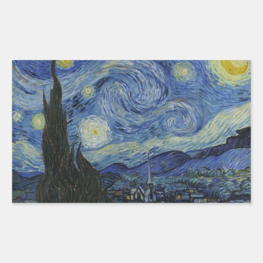 Sticker Rectangulaire Vincent van Gogh - Nuit étoilée (Devant)