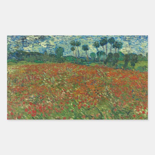 Sticker Rectangulaire Vincent van Gogh - Poppy Field (Devant)