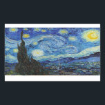 Sticker Rectangulaire Vincent Van Gogh Starry Nuit Vintage Art<br><div class="desc">Étiquette rectangulaire de Vincent Van Gogh Starry Nuit Vintage Art</div>