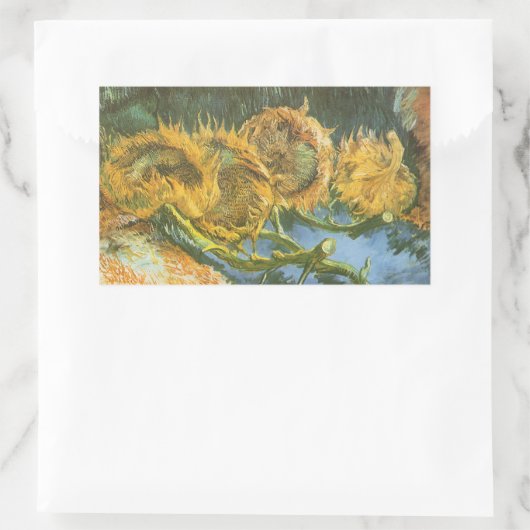 Sticker Rectangulaire Vincent van Gogh - Vie morte : Quatre tournesols c (Sac)