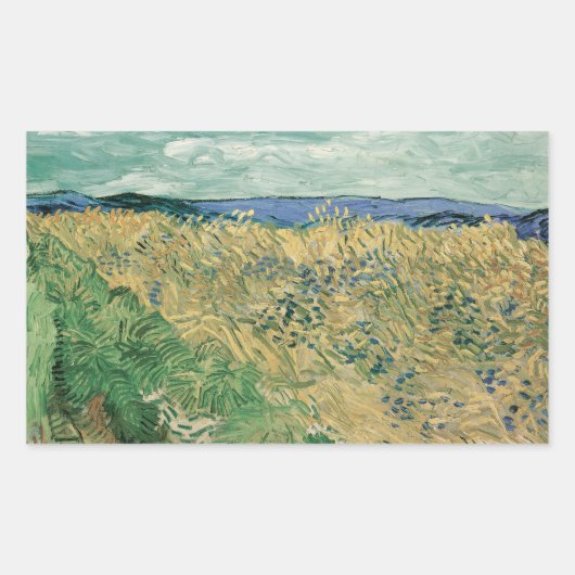 Sticker Rectangulaire Vincent van Gogh - Wheatfield avec Cornflowers (Devant)
