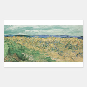 Sticker Rectangulaire Vincent van Gogh - Wheatfield avec des bleuets