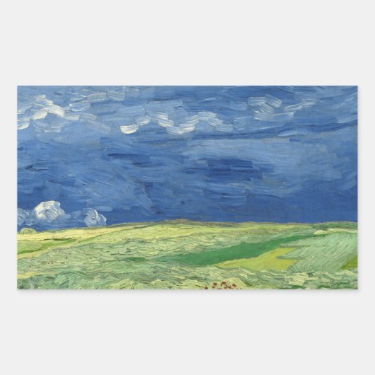 Sticker Rectangulaire Vincent van Gogh - Wheatfield sous Thundernuds (Devant)