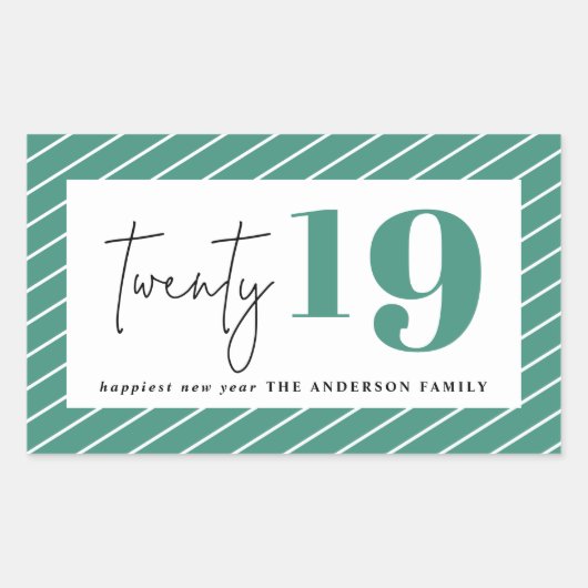 Sticker Rectangulaire Vingt ans de nouvelle année (Devant)