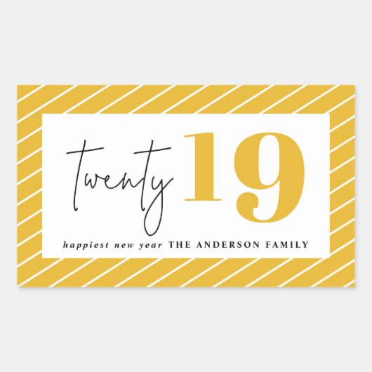 Sticker Rectangulaire Vingt ans de nouvelle année (Devant)