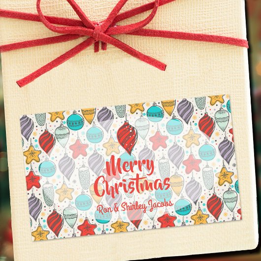Sticker Rectangulaire Vintage Arbre de Noël