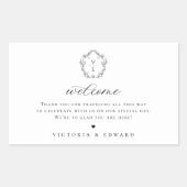 Sticker Rectangulaire Vintage Black Crest Monogram Mariage Bienvenue (Devant)