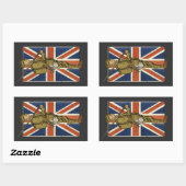 Sticker Rectangulaire Vintage British Flag Soldier (Feuille)