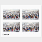 Sticker Rectangulaire Vintage Christmas Central Park Ice Skaters (Feuille)