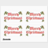 Sticker Rectangulaire Vintage Christmas, Merry Christmas Text Design (Feuille)