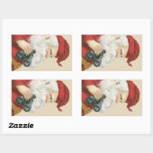 Sticker Rectangulaire Vintage Christmas, Santa Claus with Binoculars (Feuille)