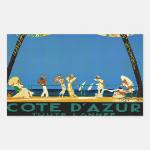 Sticker Rectangulaire Vintage Côte d'Azur Voyage en France