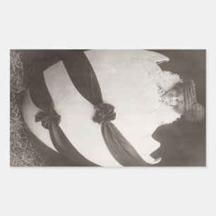 Sticker Rectangulaire Vintage Dame aux oeufs de Pâques
