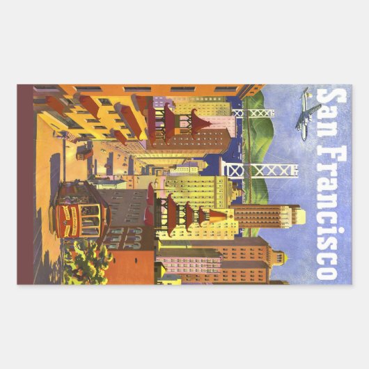 Sticker Rectangulaire Vintage de San Francisco (Devant)