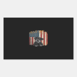 Sticker Rectangulaire Vintage Drapeau Dirty America chien mignon Rottwei