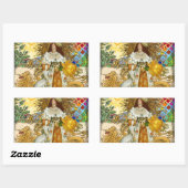 Sticker Rectangulaire Vintage femme Soleil d'or : Leo Zodiac Collage Art (Feuille)