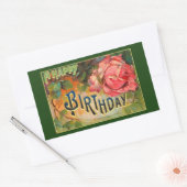 Sticker Rectangulaire Vintage Floral Joyeux anniversaire (Enveloppe)