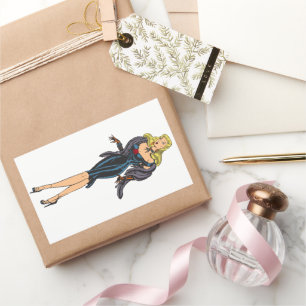 Sticker Rectangulaire Vintage Gorgeous Glamor Girl Retro Blonde Pinup
