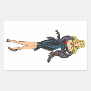 Sticker Rectangulaire Vintage Gorgeous Glamor Girl Retro Blonde Pinup