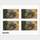 Sticker Rectangulaire Vintage Green Tractor Rustic (Feuille)