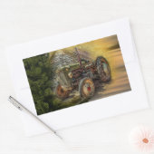 Sticker Rectangulaire Vintage Green Tractor Rustic (Enveloppe)