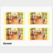 Sticker Rectangulaire Vintage Halloween Salutations Dancing (Feuille)