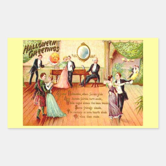 Sticker Rectangulaire Vintage Halloween Salutations Dancing (Devant)