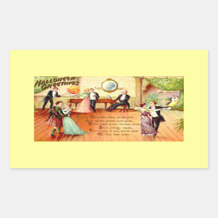 Sticker Rectangulaire Vintage Halloween Salutations Dancing