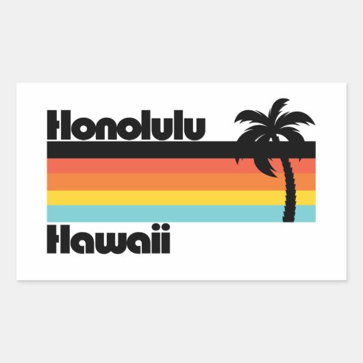 Sticker Rectangulaire Vintage Honolulu Hawaii (Devant)